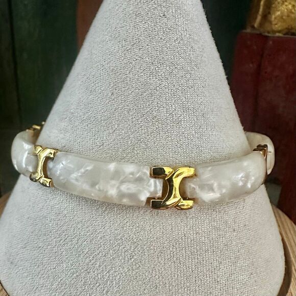 Vintage Gold  tone & Lucite Link Bracelet - Picture 1 of 7